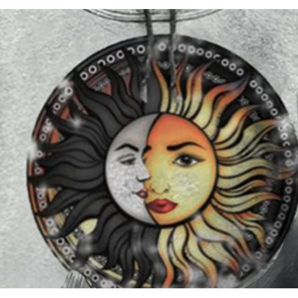 Amtdh | Womens Pullover Hoodie | Sun and Moon Graphic Black & Gray Size Medium - Picture 2 of 5